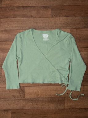 Big Bud Press Size 6 - 3XL/4XL Light Sage Green Wrap Top Minimalist Sustainable